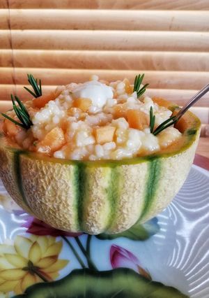 Foto di Riso freddo con melone, gorgonzola e rosmarino 🌷