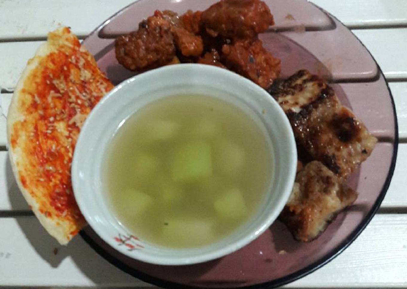 (low carb dinner) dori panggang bumbu miso, labu siam kaldu ayam
