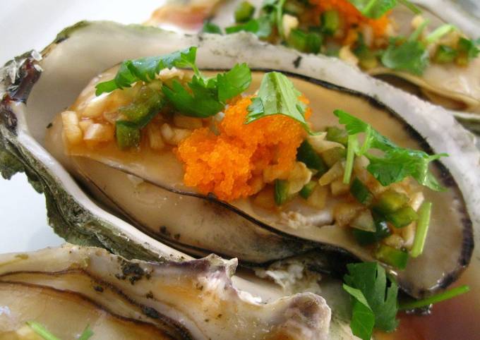 Tasty Food Mexican Cuisine Oysters with Jalapeño Ponzu Shoyu