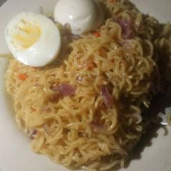 Indomine with boiled eggs A picture of Indomine with boiled eggs.