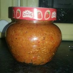 A picture of Home made Romesco sauce (Vegan).