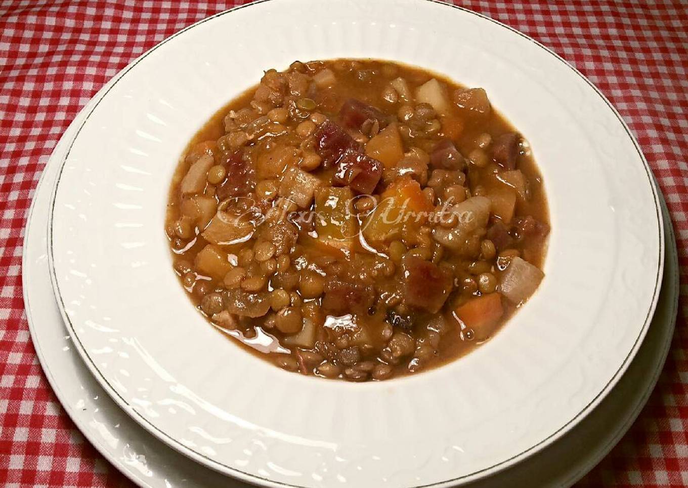 Lentejas con estofado de tubérculos