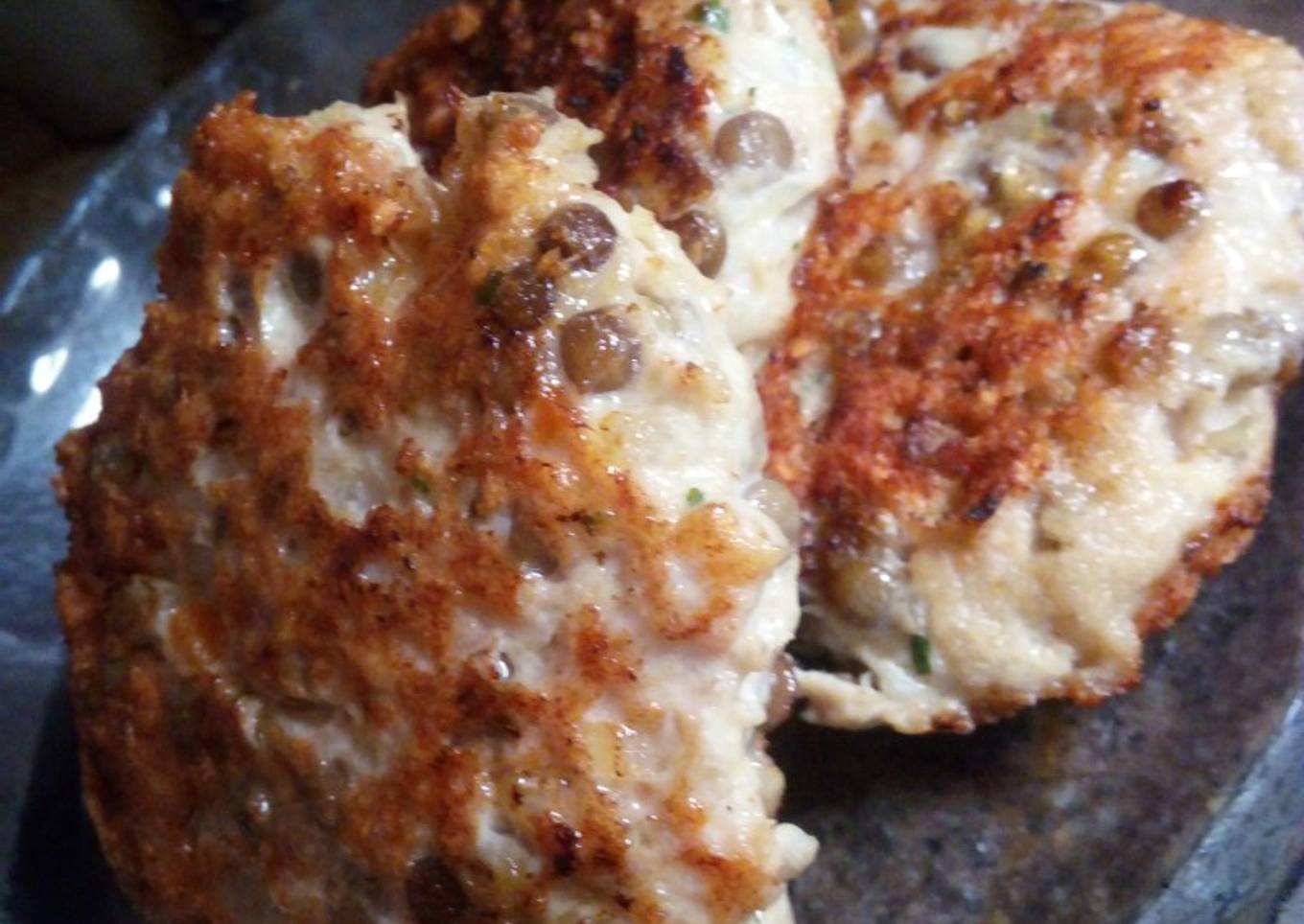 Hamburguesas de pollo y lentejas