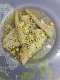 Pescado en salsa con espárragos blancos