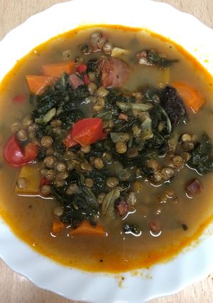 Foto principal de 215. Lentejas con acelgas y calabaza (principal legumbres)