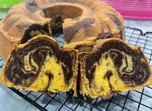 Foto resep Marble cake full kuning telur n wisman \ bolu macan premium