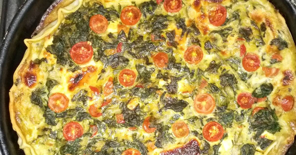 Tarta de espinaca y tomate cherry Receta de Magdalena Barbof Cookpad