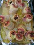 Rollos de filete de pescado relleno