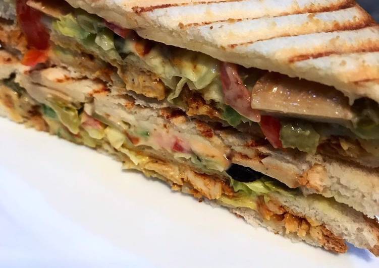 Recipe of Homemade Panini sandwiches (chicken tikka flavour)