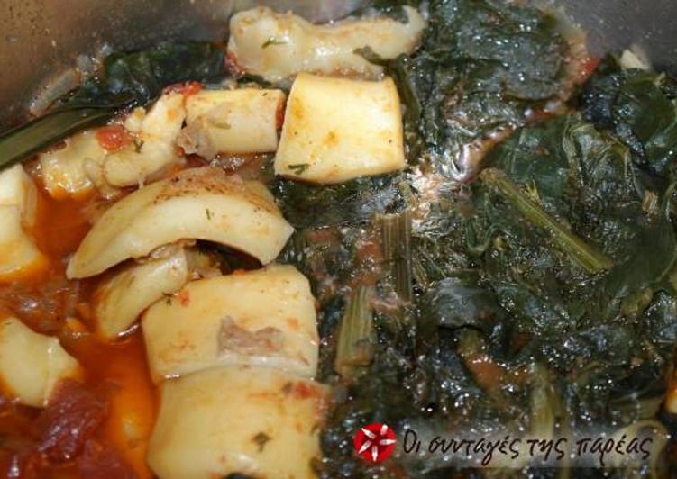 Easiest Way to Prepare Super Quick Homemade Cuttlefish with spinach