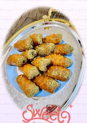 صورة لوصفة حلى أصابع السميد الذهبيه
