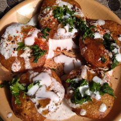 Spicy aaloo tikki A picture of Spicy aaloo tikki.