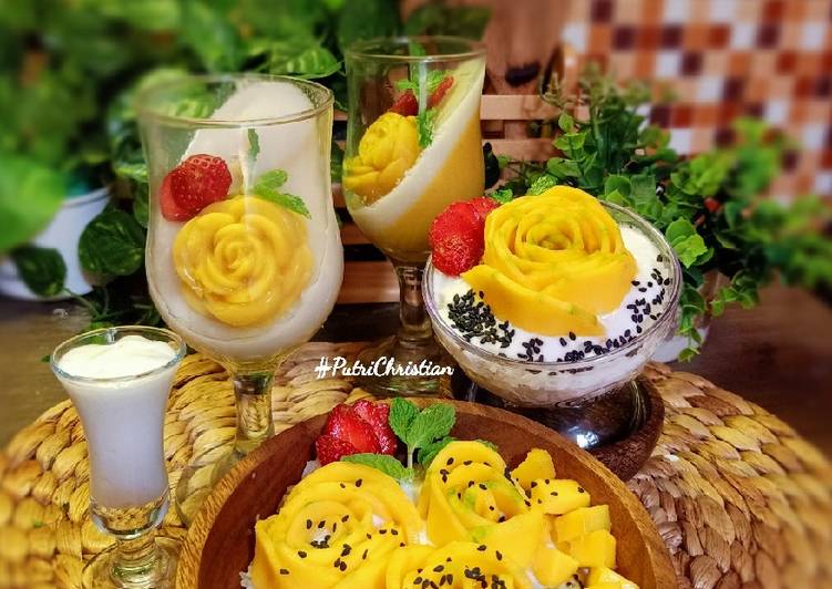 Cara Gampang Menyiapkan Rose Mangoes sticky Rice and Pudding, Bisa Manjain Lidah