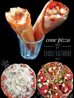 आटा पिज़्ज़ा कोन, क्लासिक, चीज़ बस्ट (aata pizza cone,classic,cheese burst recipe in Hindi) रेसिपी मुख्य फोटो