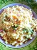 Risotto allo Zafferano con Speck, fiori di zucca, e provola