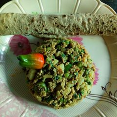 A picture of Veg egg bhujhiya.