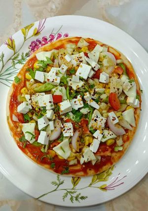 A picture of Sattu Powder Cheese Pizza (Desi style).