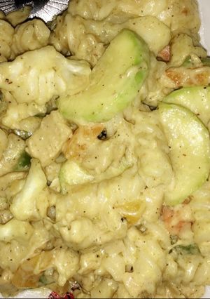 صورة لوصفة معكرونة بالدجاج والخضروات 🐔🌶🧀🍝