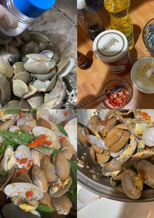รูปของ หอยลายผัดฉ่า สำหรับคนไม่ทานหวาน และไม่ใส่ผงชูรส