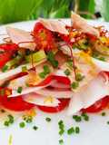 Ensalada de ventresca "Mar y Montaña" con gambones y jamón 🔥🔥