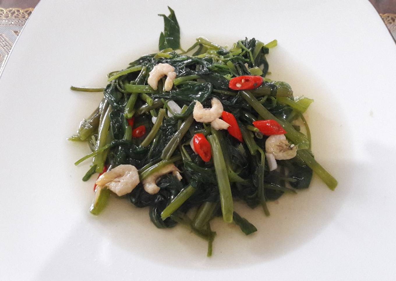 Tumis kangkung udang sehat������������������