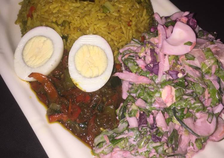 Fried rice with beetroot salad