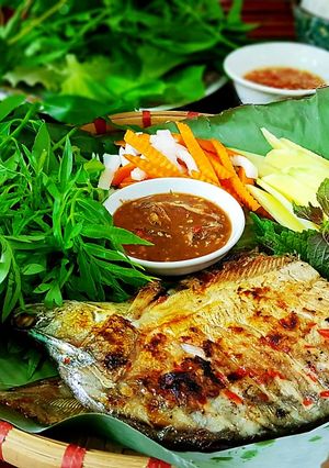 Hình của món Cá thác lác nướng muối ớt.
