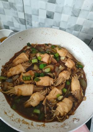 Foto resep Chicken Enoki Roll Saus Teriyaki