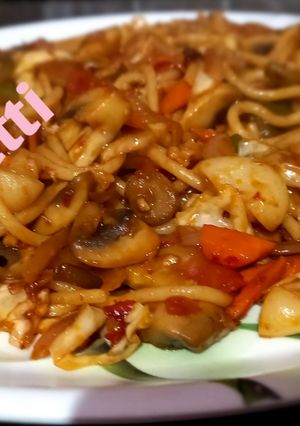 A picture of Spaghetti Pasta in Indian Style.