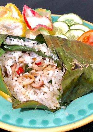 Foto resep Nasi bakar cumi asin