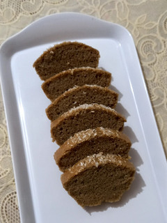 A picture of Coffee cake, with whole wheat flour.