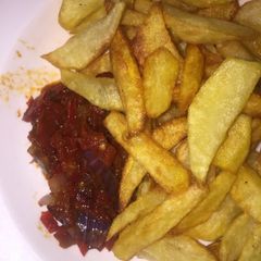 A picture of Irish potatoes and sauce.