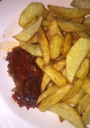A picture of Irish potatoes and sauce.