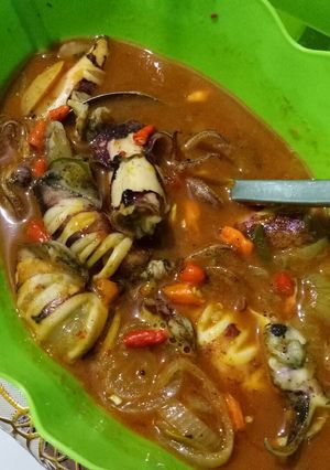 Foto resep Cumi kerat rica-rica asam manis