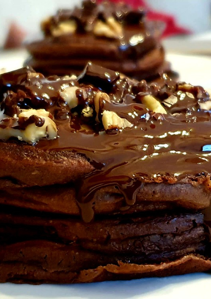Una foto de Pancakes de cacao avena y espelta