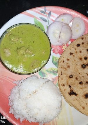 सोया चंक्स ग्रीन ग्रेव्ही (Soya Chunks Green Gravy Recipe In Marathi) रेसिपी चे मुख्य फोटो 