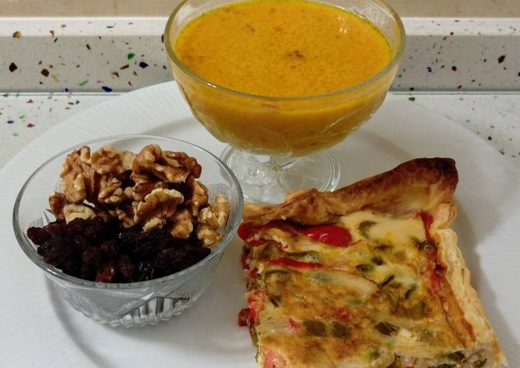 Quiche vegana de tofu con crema de calabaza y zanahorias