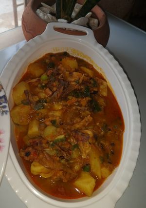 A picture of Sweet potato with beans porridge.