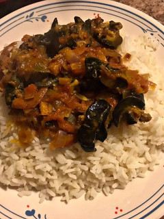 A picture of Dry fish & Snail Sauce (local sauce).