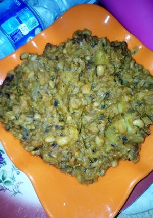 A picture of Porridge Beans mixed with Sweet Potatoes and Ripe Plantain.