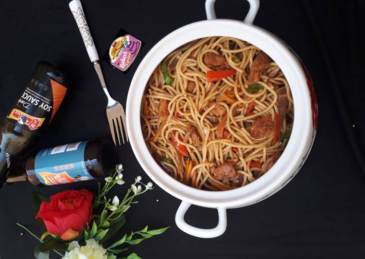 Recipe of Super Quick Homemade Spaghetti Stir Fry | Simple Recipe For One