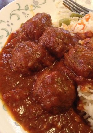 A picture of Lamb Koftas in Tomato Gravy.