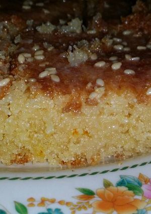 صورة لوصفة بسبوسة بالحليب المركز والسمسم