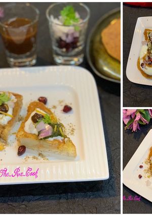 A picture of Besan aloo toastie chaat.