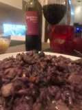 Risotto mirtilli funghi e gamberetti