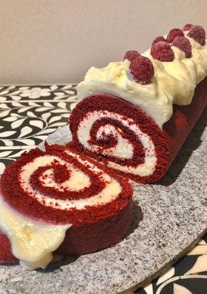 Una foto de Brazo de reina Red Velvet (brazo gitano)