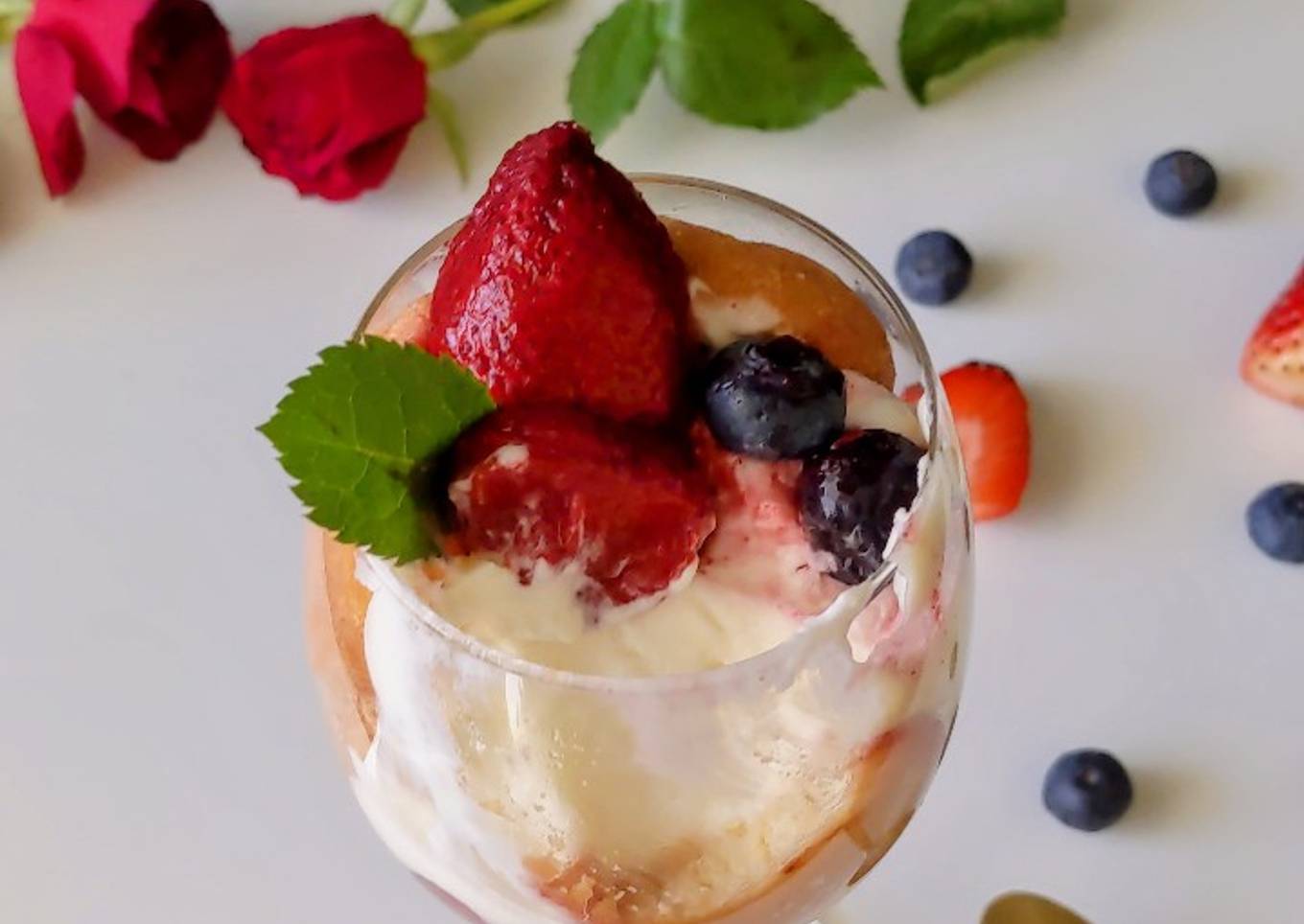 Berry Tiramisu in wineglass