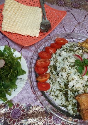 عکسی از دستور شوید پلو با ماهی 😍