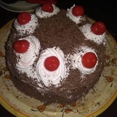 A picture of Black forest cake.