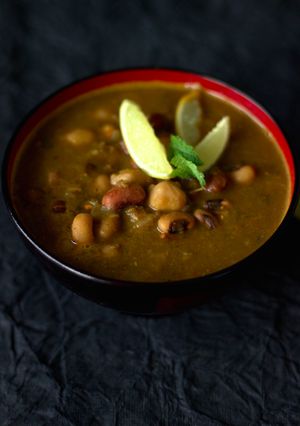 A picture of Navratna dal – a mix of nine lentils.